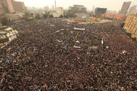 Manifestacion en la Plaza de la Libertad, El Cairo.